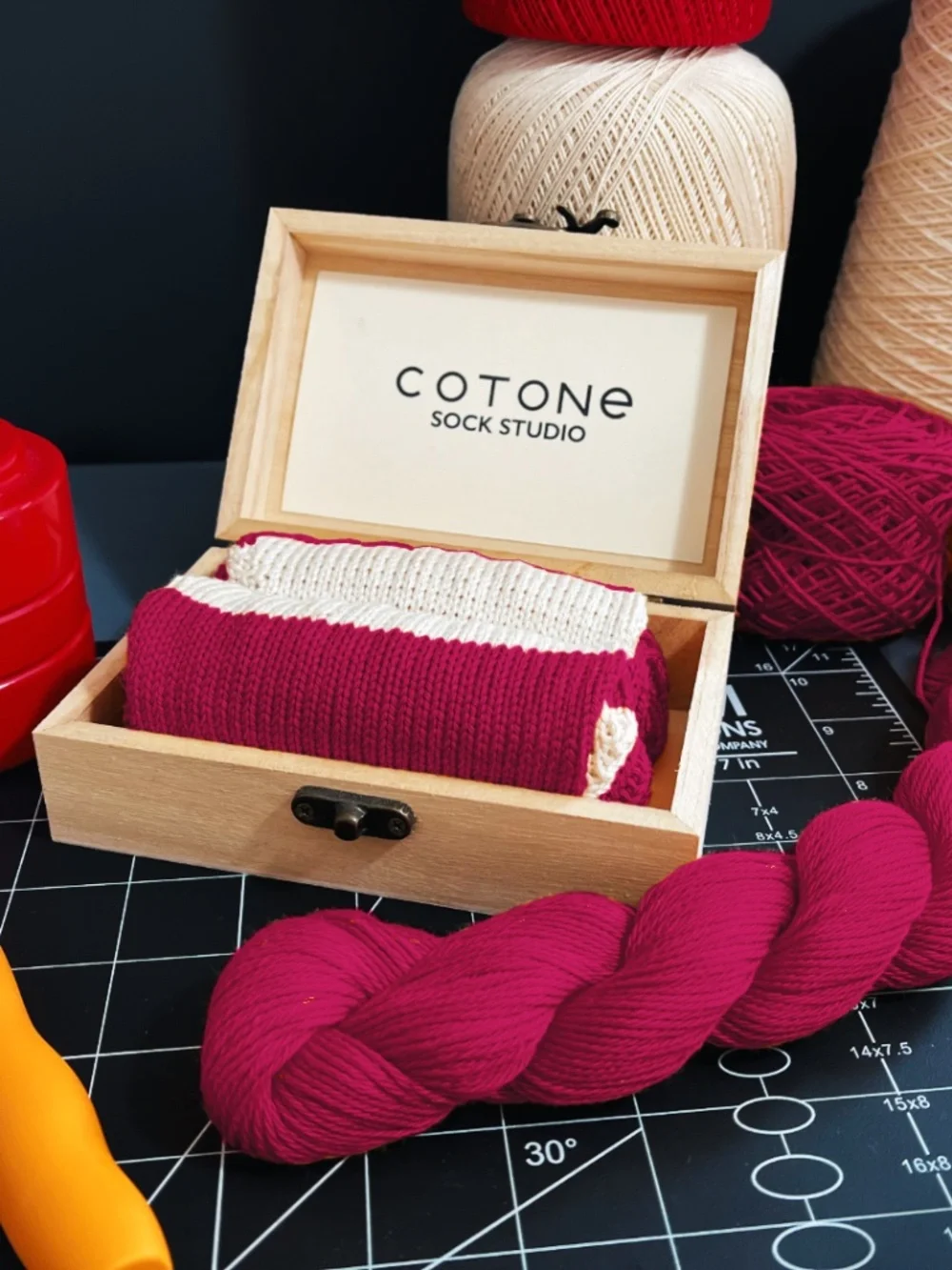 100% Pima Cotton Cranberry Two-Tone Crew Sock | Handmade in the USA
